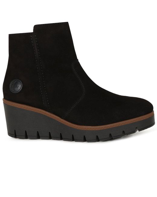 Rieker Black Connecticut Wedge Heel Boots