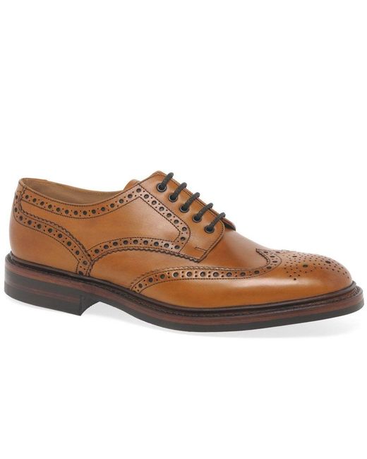 Loake Chester Tan Brogue Shoes  Dainite rubber studded sole 