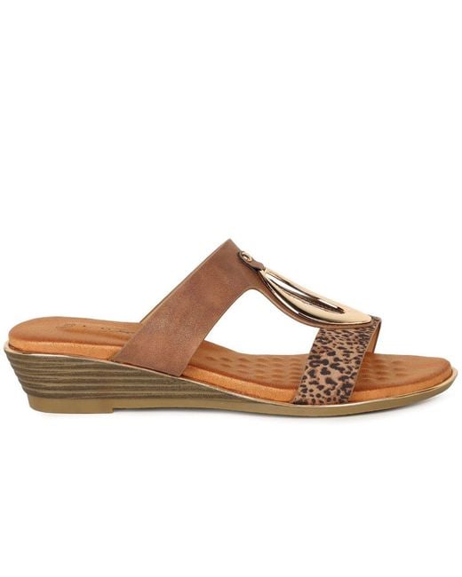 Lunar (GRS) Brown Paradise Low Wedge Sandals