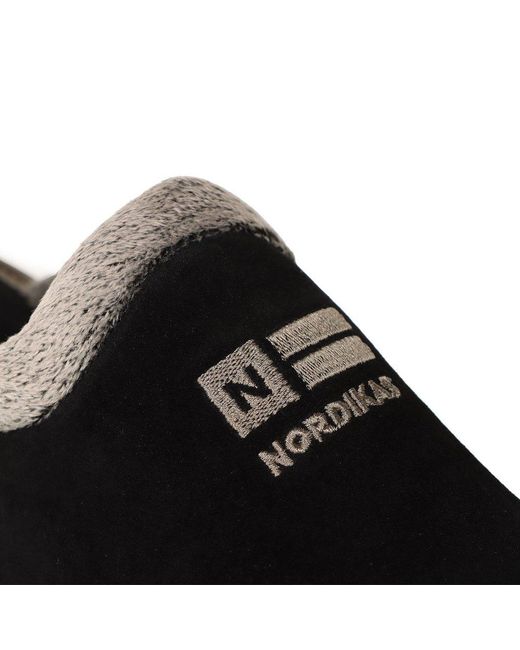 Nordika's Black Suede Wedge Mule Slippers