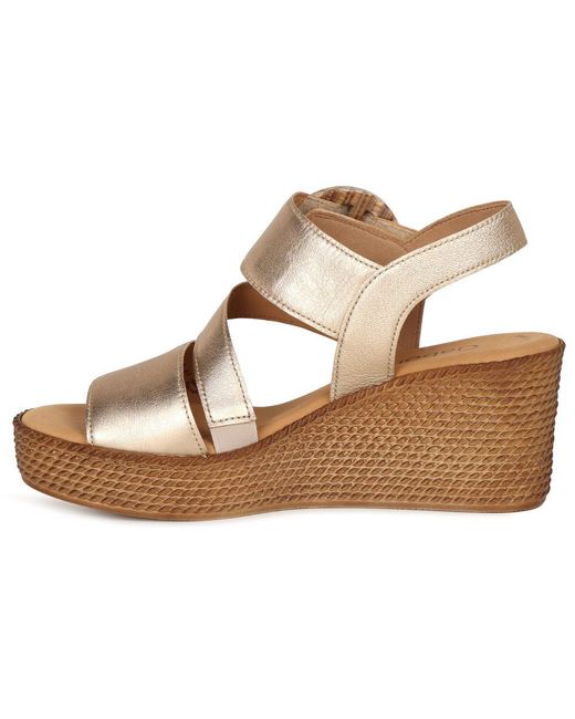 Gabor Metallic Drama Wedge Heel Sandals