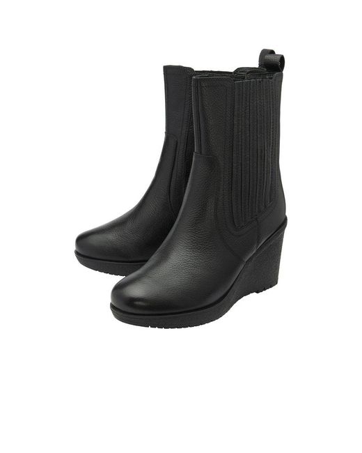 Ravel Black Calvay Wedge Heeled Ankle Boots