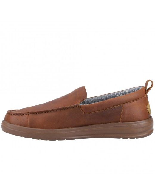 Hey Dude Brown Wally Grip Moc Craft Leather Shoes for men