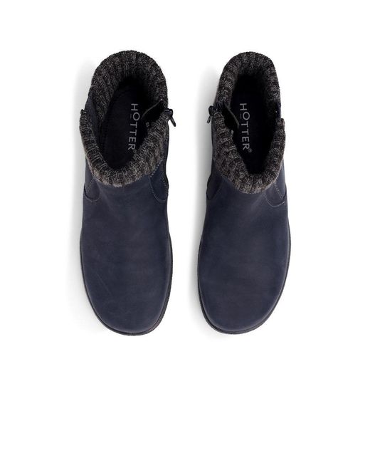 Hotter Blue Malham Wide Fit Ankle Boots