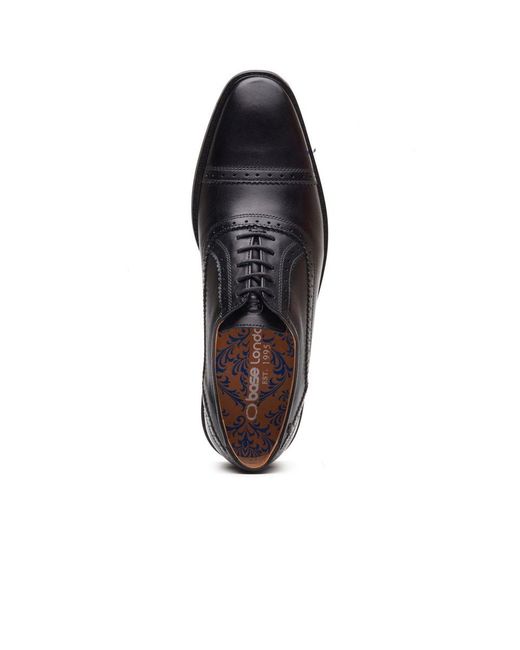 Base London Black Ascot Toe Cap Oxford Shoes for men