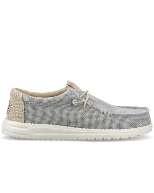 HeyDude Gray Wally Braided Slip On Shoes for men