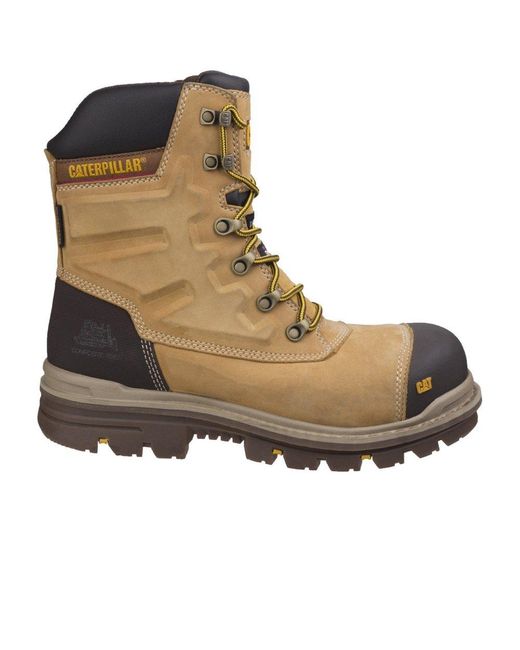 Caterpillar Brown Premier Safety Boots Size: 6 for men