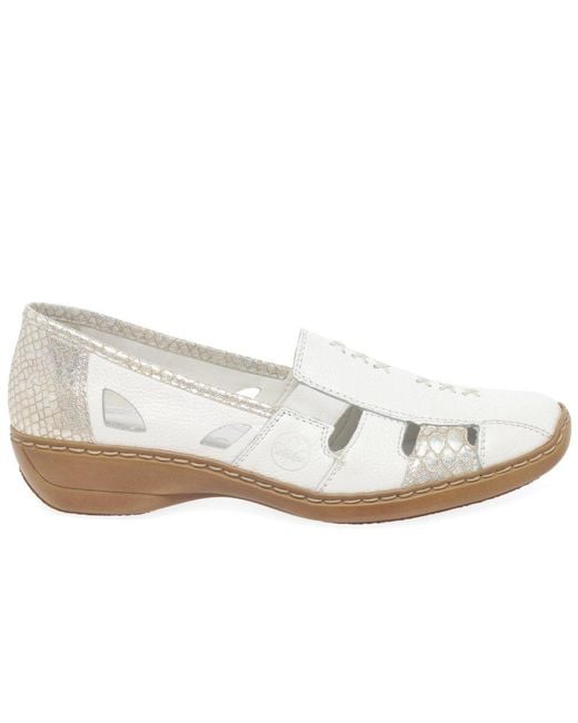 Rieker White Denise Slip On Vamp Shoes