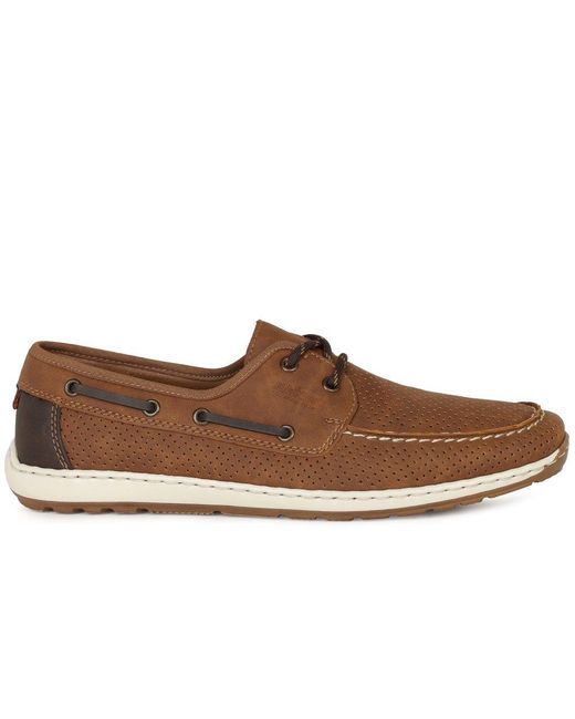 Rieker Brown Anchor Boat Shoes for men