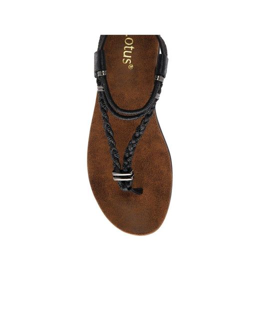 Lotus Black Sol Toe Post Sandals