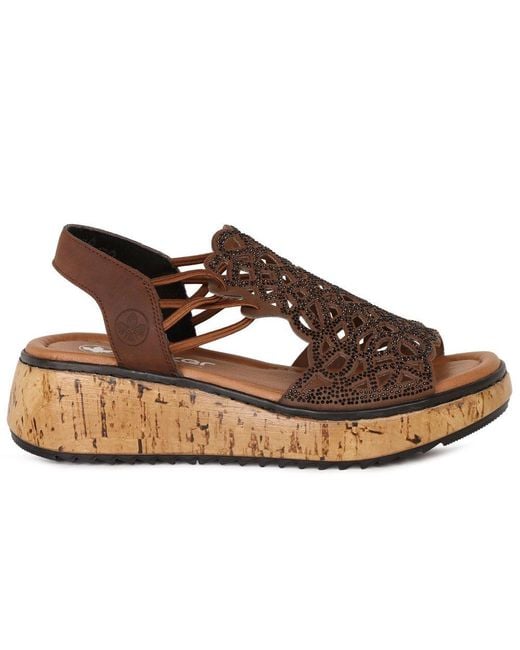 Rieker Brown Venezuela Wedge Heel Sandals