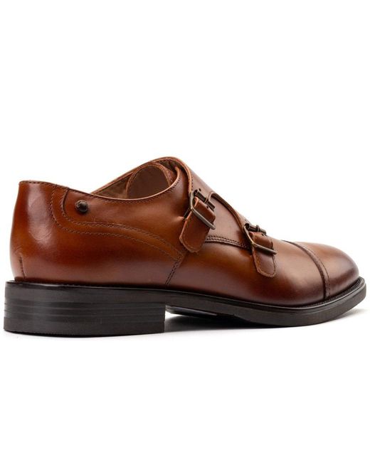 Base London Brown Taper Monk Shoes for men