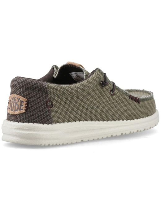HeyDude Gray Wally Braided Slip On Shoes for men