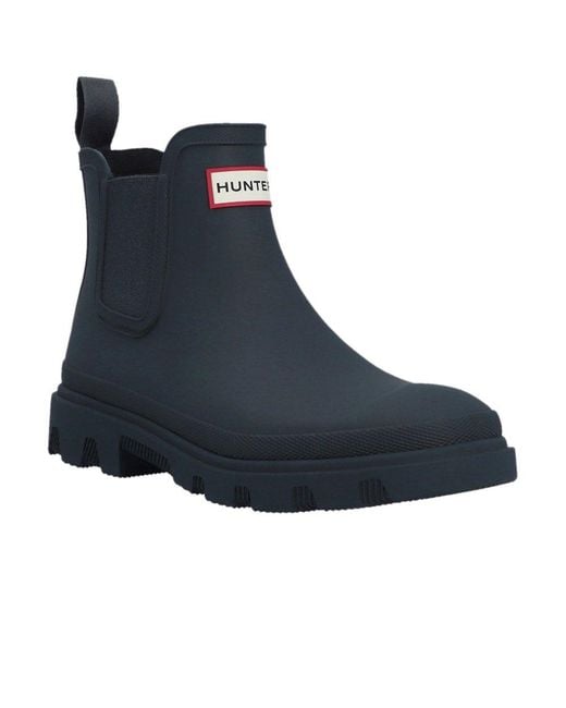 Hunter Blue Downpour Chelsea Wellingtons Colour: Rubber for men
