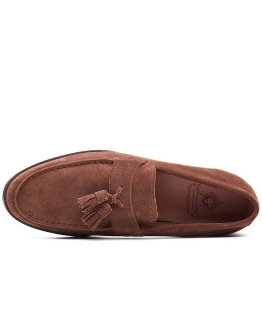 Base London Brown Flint Tassle Loafers for men