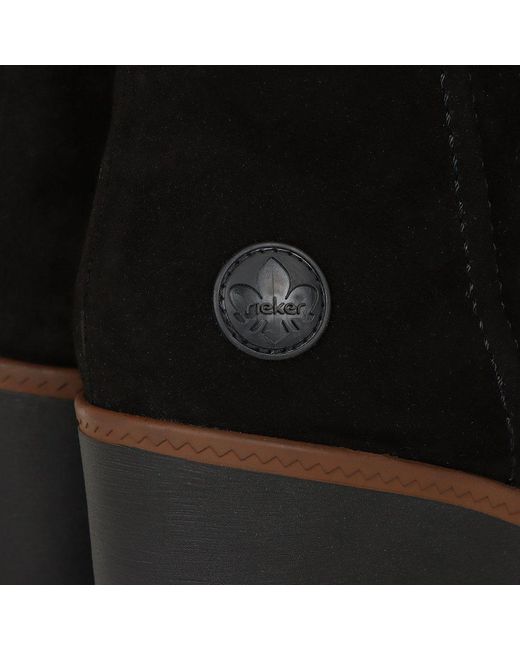Rieker Black Connecticut Wedge Heel Boots