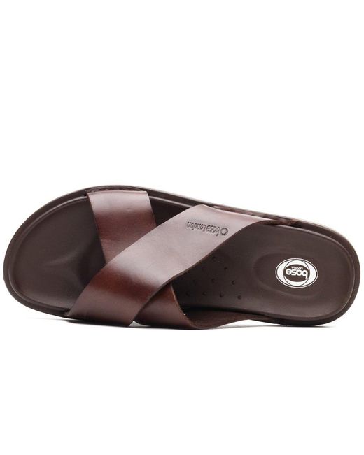 Base London Brown Drift Cross Strap Sandals for men