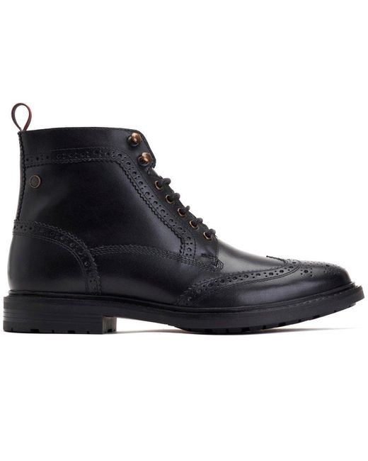 Base London Black Dealer Brogue Boots for men