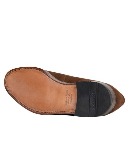 Loake Brown Imperial Suede Penny Loafers for men