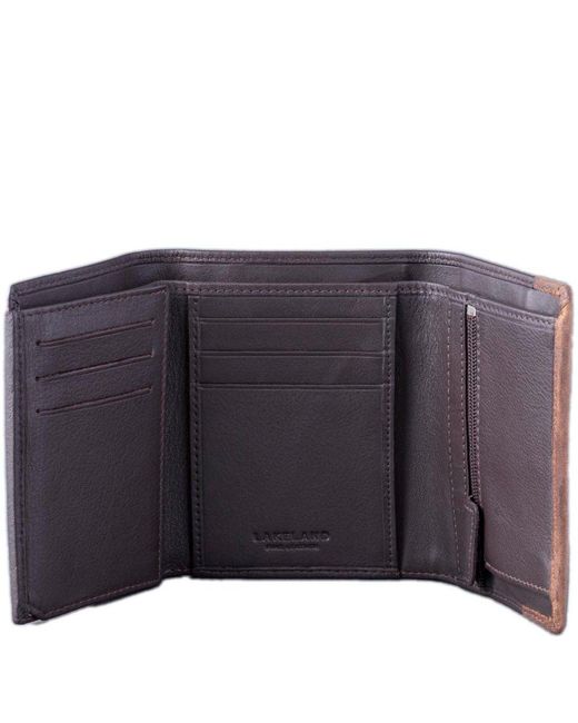 Lakeland Leather Blue Stitch Leather Tri-fold Wallet
