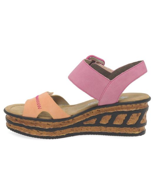 Rieker Pink Gift Wedge Heel Sandals