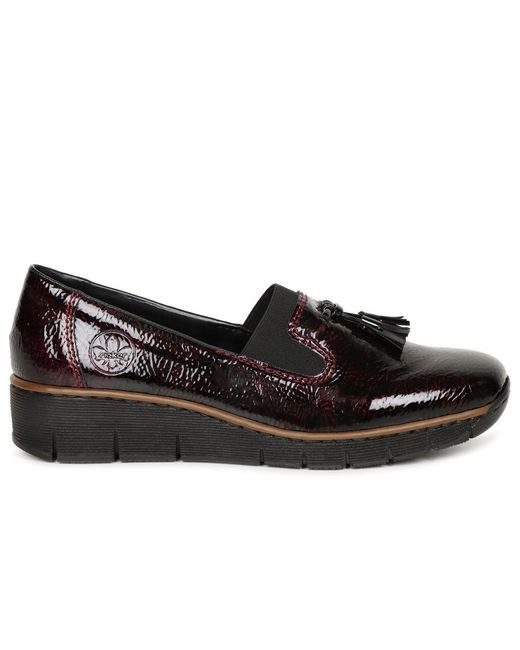 Rieker Black Gleam Tassel Loafers