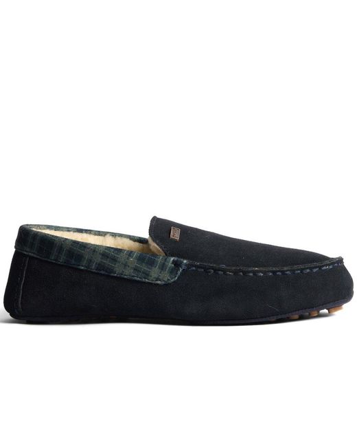 Hunter Blue Moccassin Slippers for men