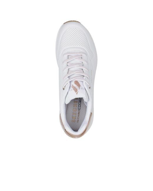 Skechers White Uno Shimmer Away Trainers