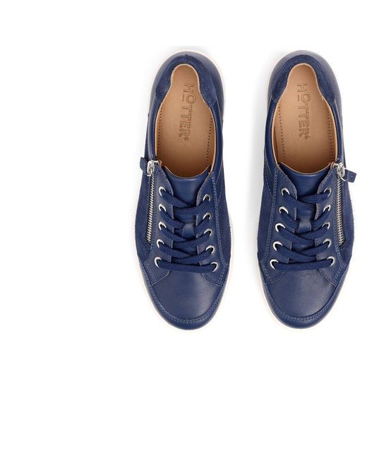 Hotter Blue Chase Ii Extra Wide Fit Trainers Colour: French Leather