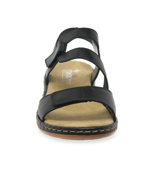 Rieker Black Sphere Riptape Sandals