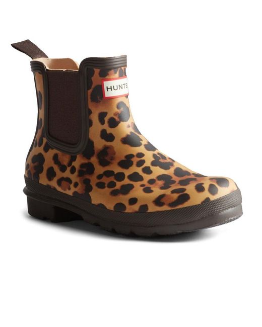 Hunter Brown Original Chelsea Leopard Wellingtons