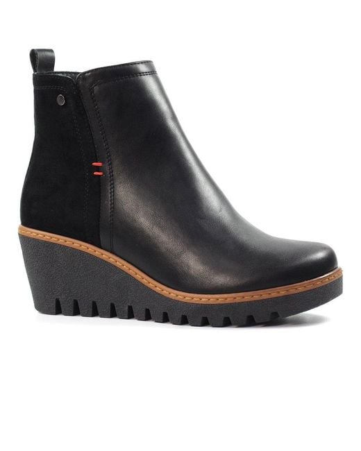 Lunar Black Pixie Wedge Ankle Boots
