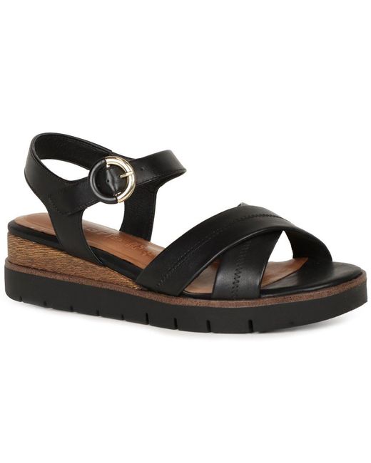 Tamaris Black Honeysuckle Wedge Heel Sandals