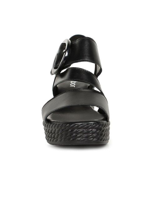 Gabor Black Drama Wedge Heel Sandals