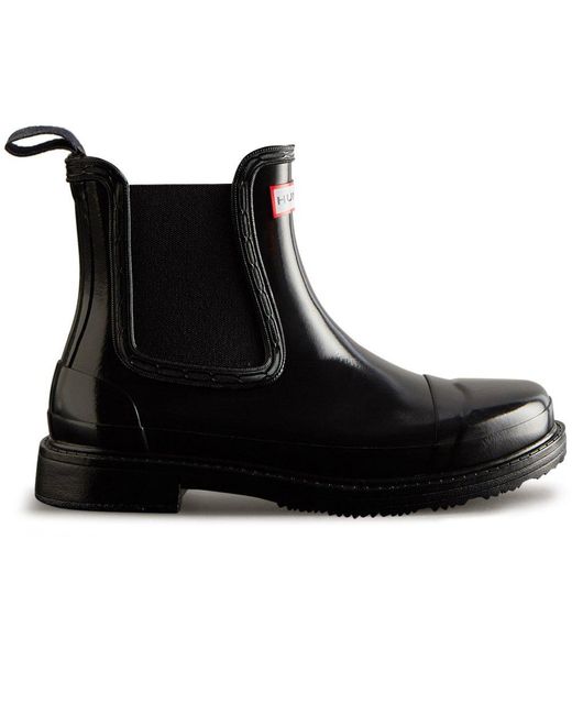 Hunter Black Commando Gloss Chelsea Boot Wellingtons Size: 3