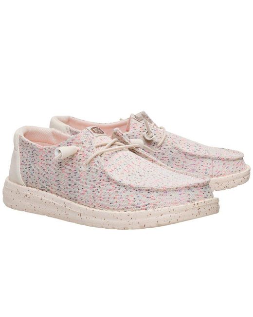 HeyDude Pink Wendy Stretch Speckle Shoes