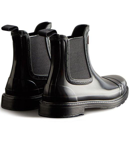Hunter Black Commando Gloss Chelsea Boot Wellingtons Size: 3