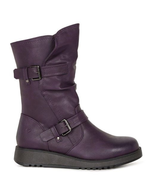 Heavenly Feet Purple Hannah 4 Calf Length Boots