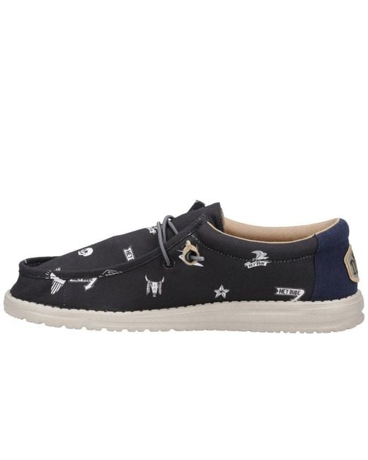 HeyDude White Wally Stars N Skulls Shoes for men