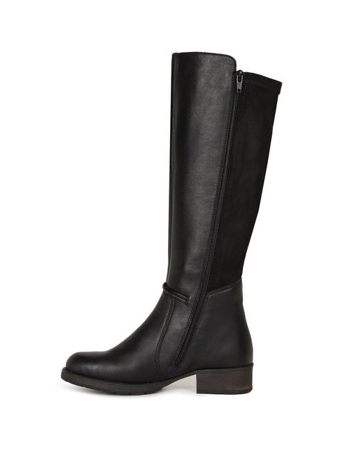 Rieker Black Virginia Knee High Boots Lea/Stretch