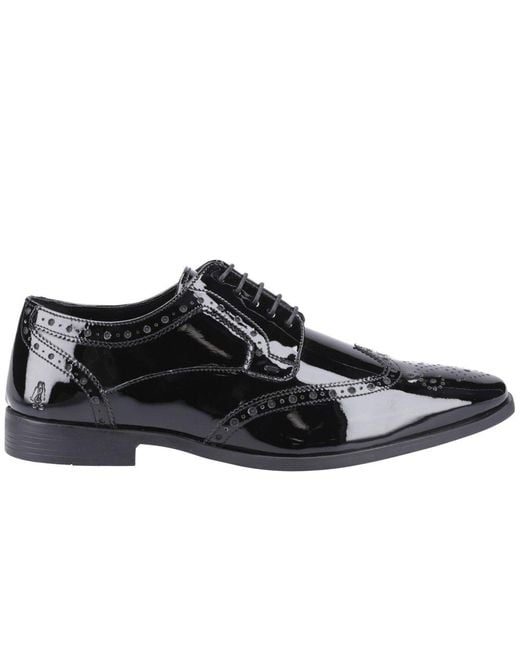 Hush Puppies Black Elliot Brogue Patent Shoes for men