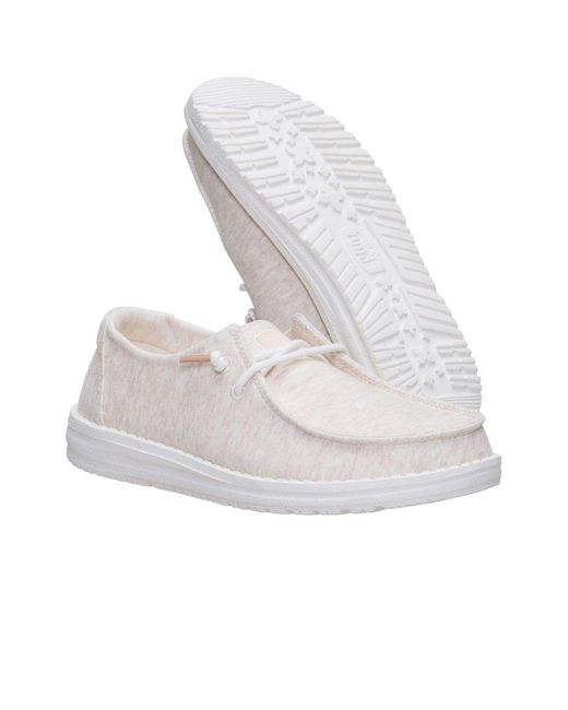HeyDude White Wendy Stretch Slip On Shoes