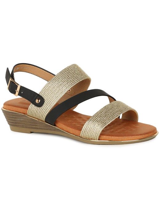 Lunar (GRS) Brown Pippa Low Wedge Sandals