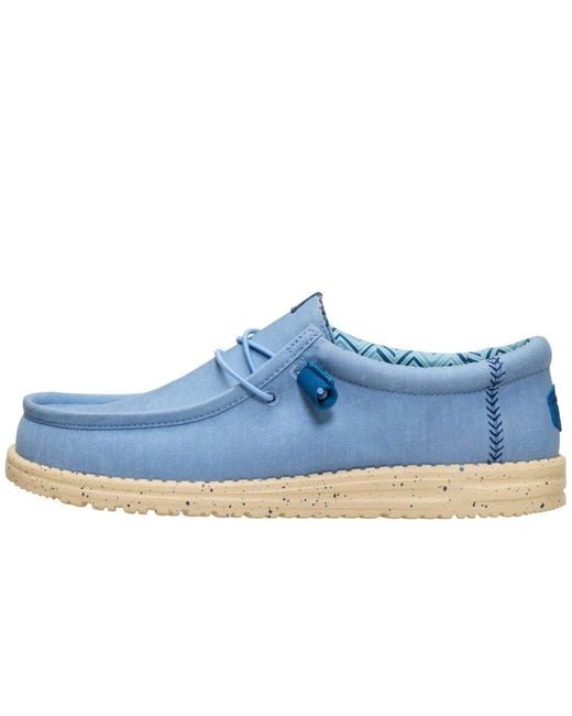 HeyDude Blue Wally Stretch Canvas Shoes for men