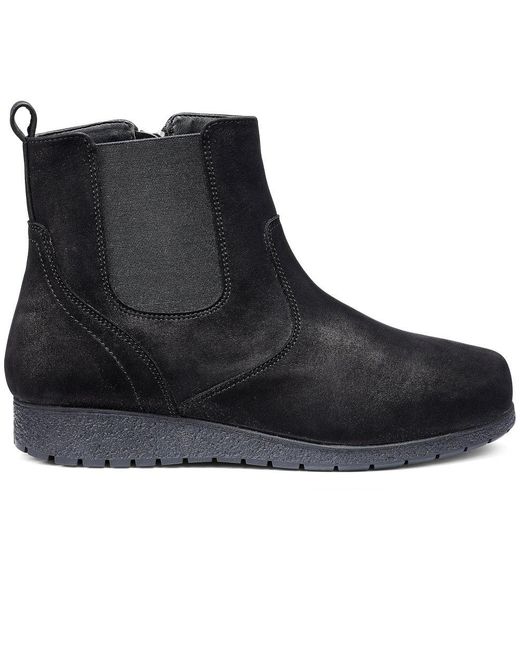 Hotter Black Exeter Low Wedge Boots