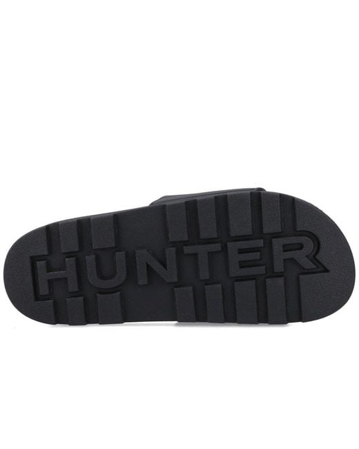 Hunter Black Core Embossed Slider Sandals for men