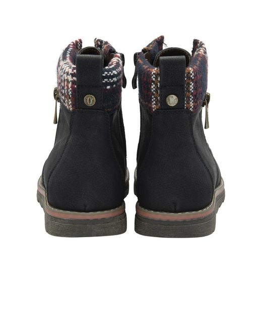 Lotus Black Montreal Ankle Boots