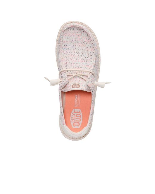HeyDude Pink Wendy Stretch Speckle Shoes