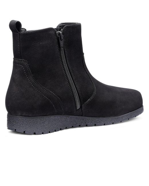 Hotter Black Exeter Low Wedge Boots