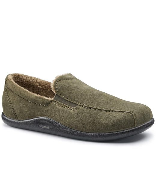 Hotter Green Relax Warm Lined Slippers for men
